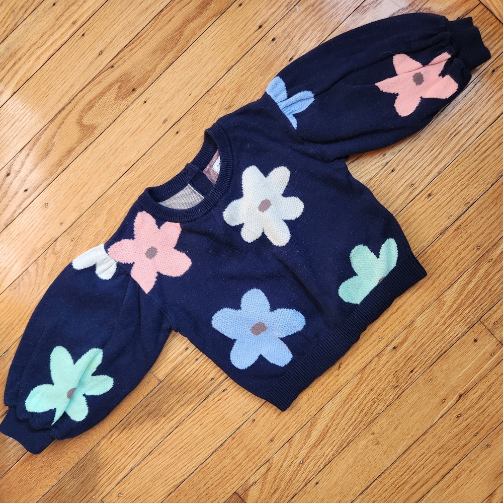 Baby GAP floral sweater with balloon sleeves 12-18 month girl